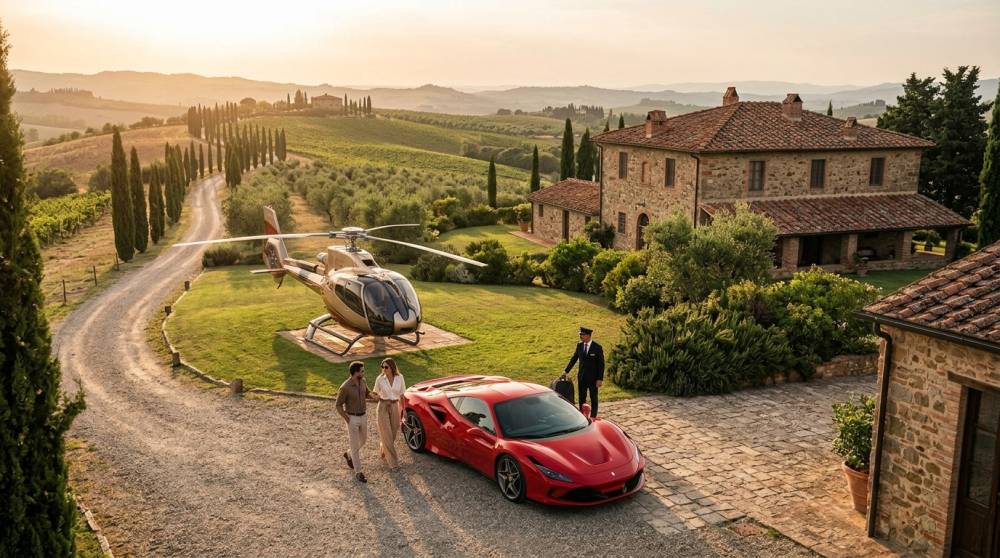 Supercar Rental in Tuscany: Florence, Lucca and Beyond by Ferrari and Helicopter